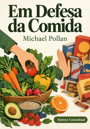 Ilustração autoral para a síntese de Em defesa da comida